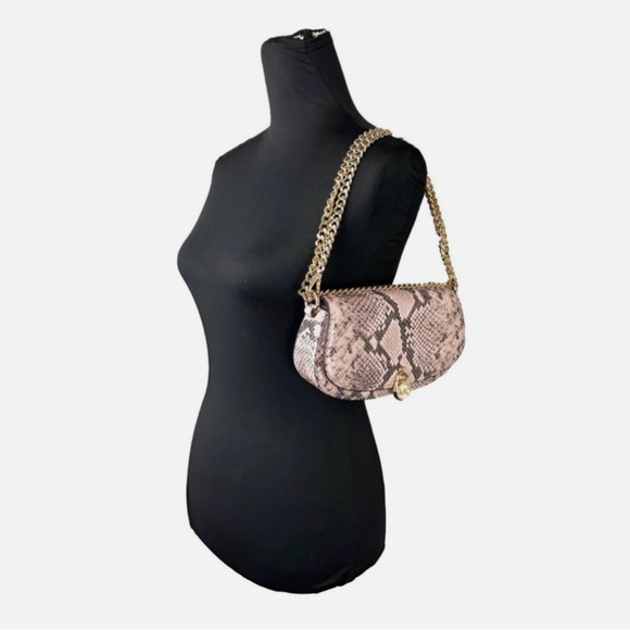 NWOT Michael Kors Mila Pink Snakeskin crossbody Messenger Clutch Purse - Picture 4 of 11